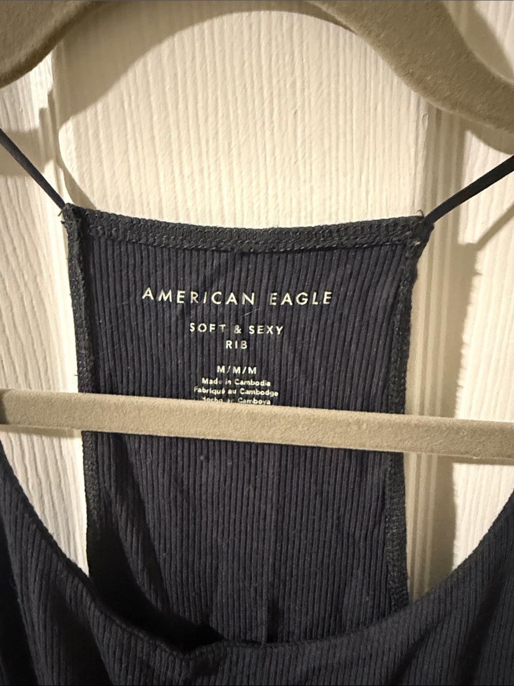 American Eagle Outfitters Dark Navy Ribbed Spaghetti Strap Cami - Picture 2 of 4